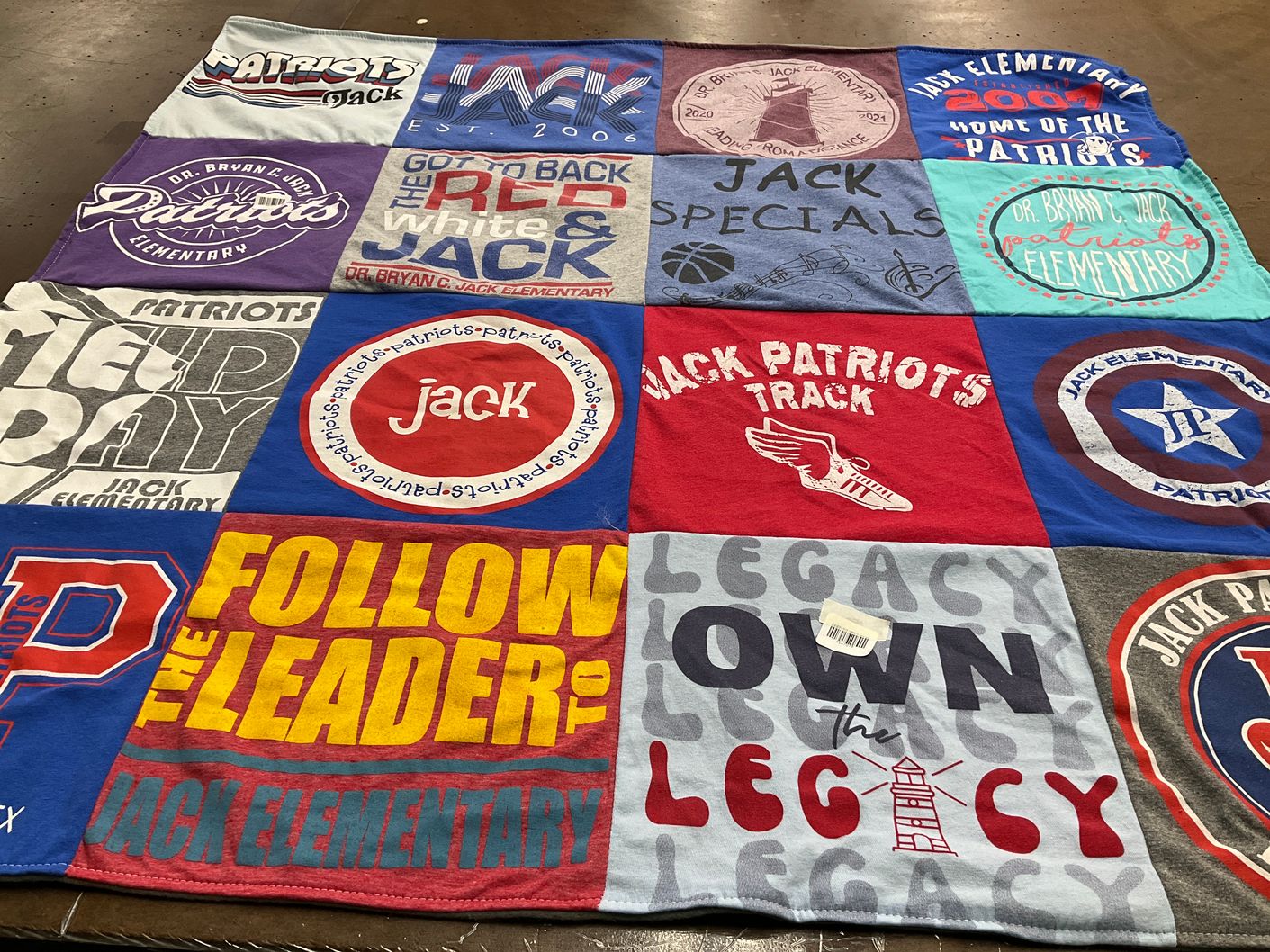 T-shirt quilt featuring jack patriots track by Katie from TX