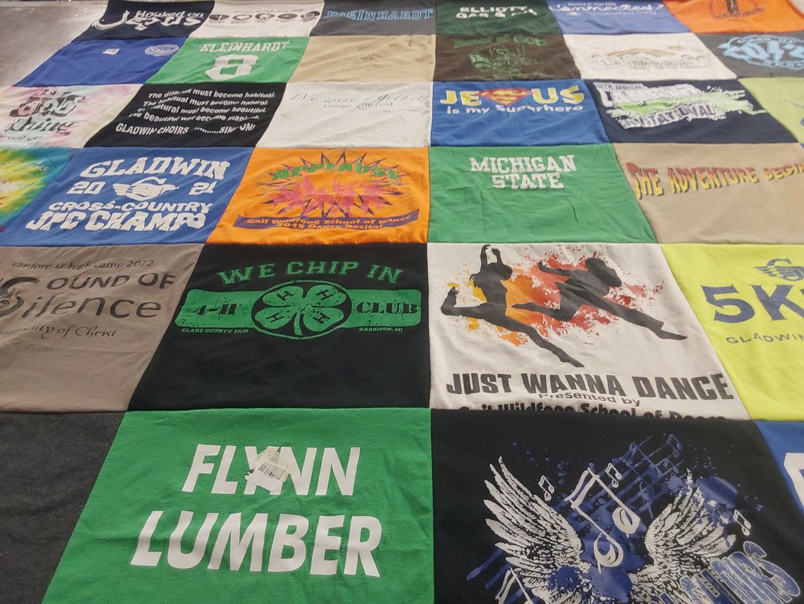 T-shirt quilt from michigan state university, gladwin high school by Heidi Jo from MI