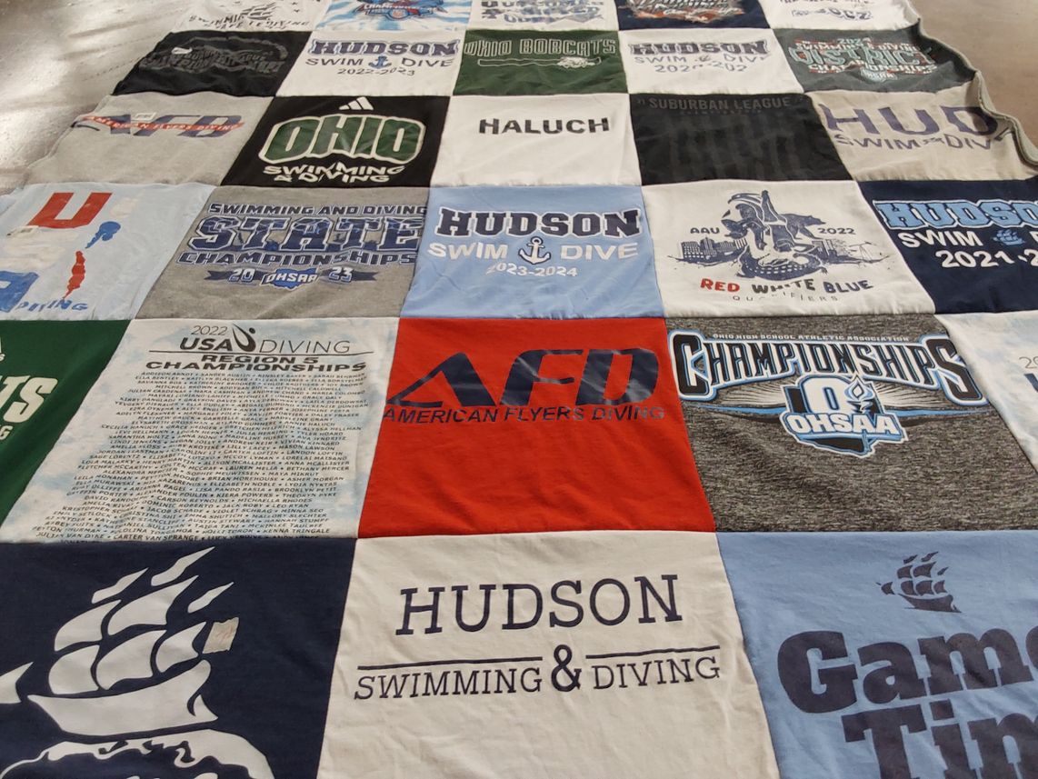 T-shirt quilt featuring hudson high school swim and dive by Frank from OH