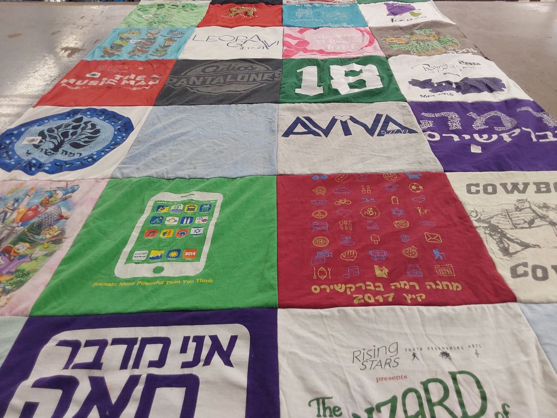 T-shirt quilt with performing arts themes by Jane-Rachel from NJ