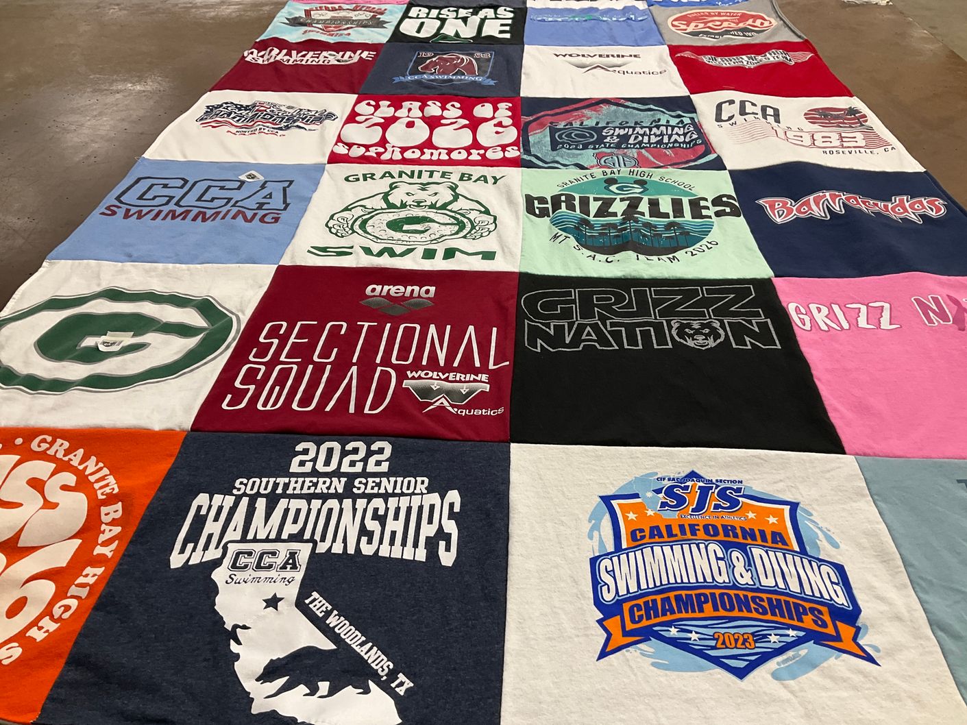 T-shirt quilt from granite bay high school, central california aquatics by Gerica from CA