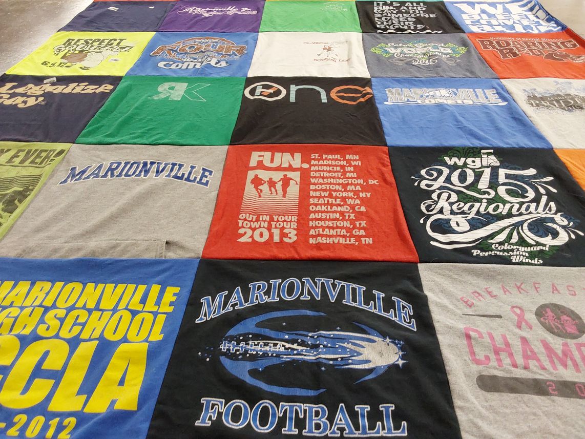 T-shirt quilt featuring marionville football by Kayla from WI