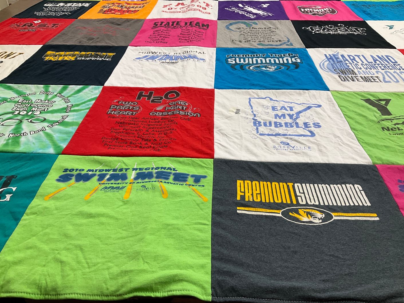 T-shirt quilt featuring fremont tigers swimming by Peggy from NE