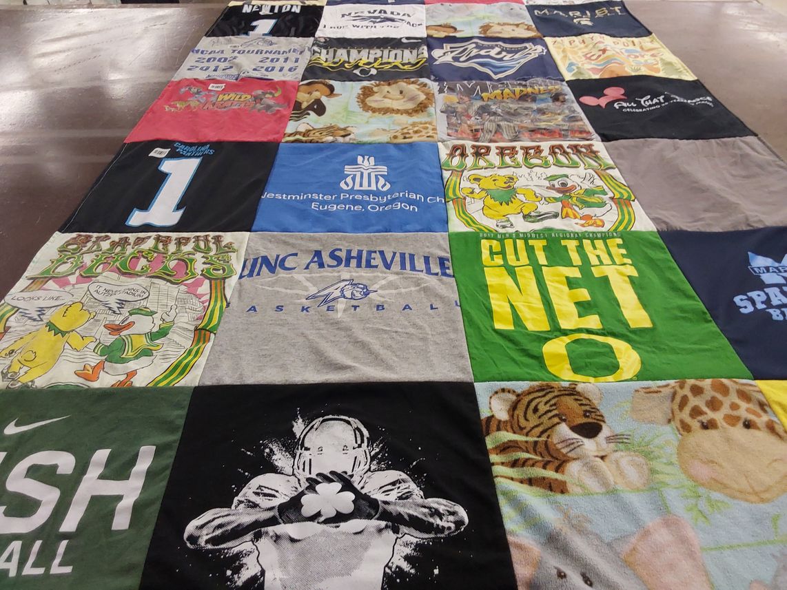 T-shirt quilt featuring unc asheville basketball, oregon basketball by Kelly from OR