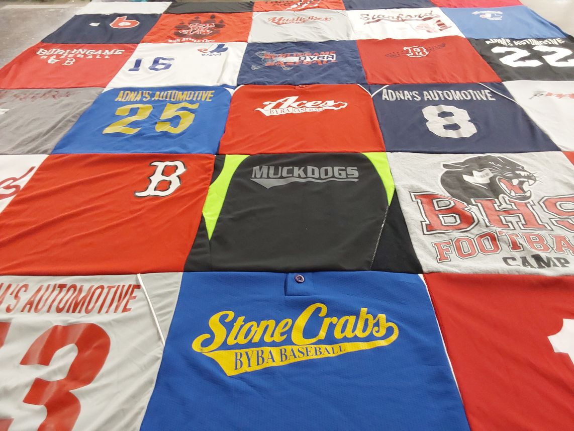 T-shirt quilt featuring stone crabs byba baseball, muckdogs by Cindy from CA