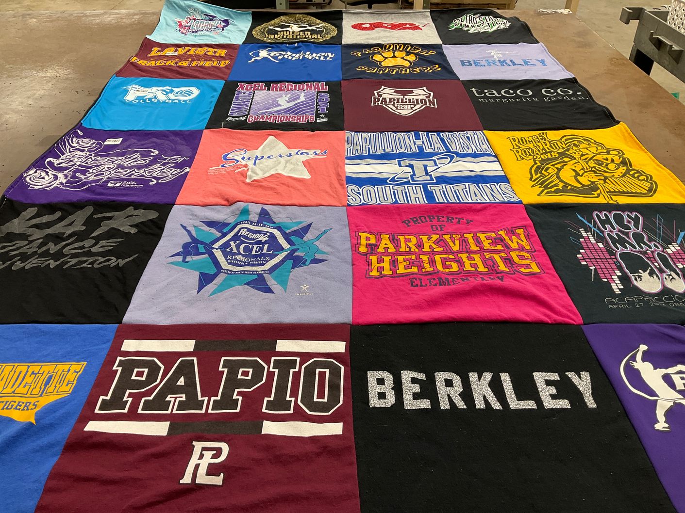T-shirt quilt featuring south titans, papillion tigers by Lindsey from NE