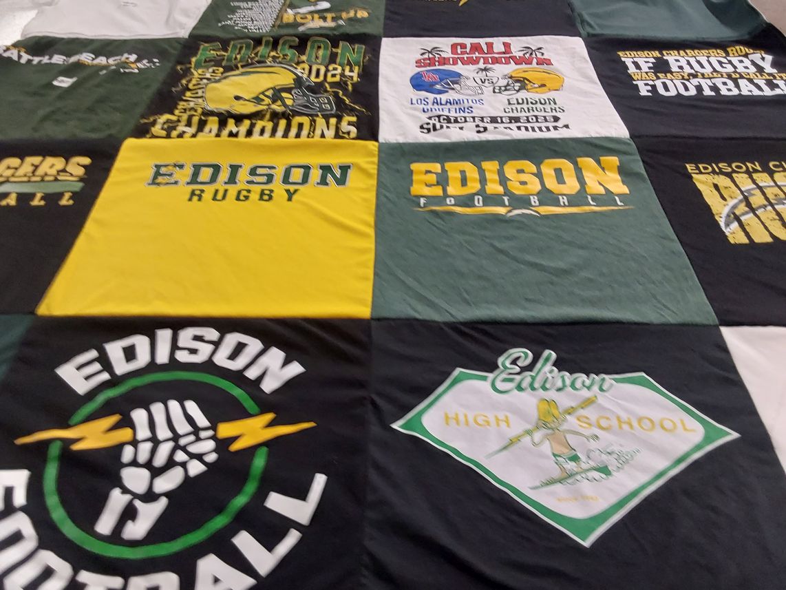 T-shirt quilt featuring edison chargers by Rick from CA