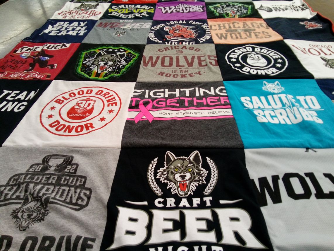 T-shirt quilt featuring chicago wolves by Vanessa from IL
