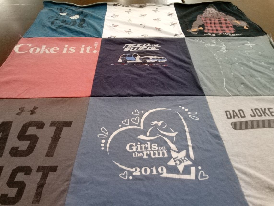 T-shirt quilt with running, fitness themes by Matt from WA