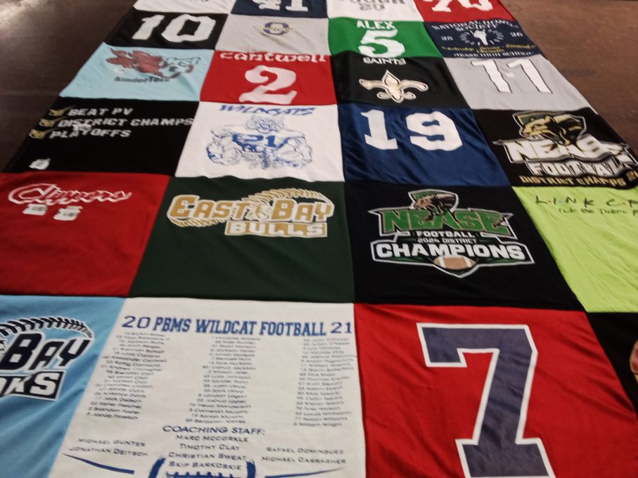 T-shirt quilt featuring pbms wildcats, nease football team by Angelique from FL