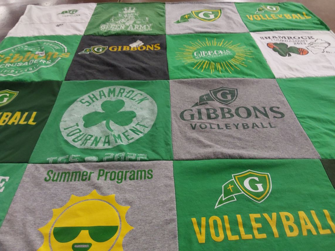 T-shirt quilt featuring gibbons volleyball by April from NC