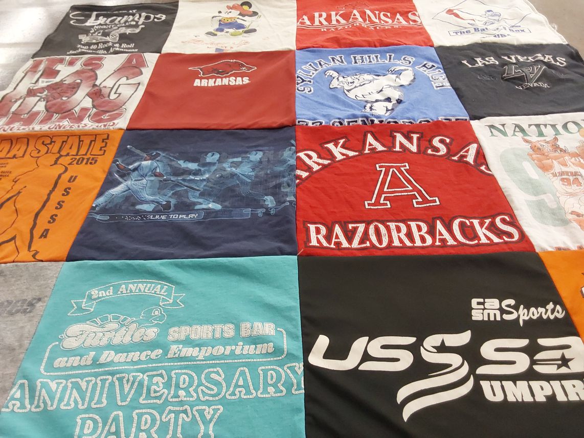 T-shirt quilt featuring university of arkansas razorbacks by Terry from AR