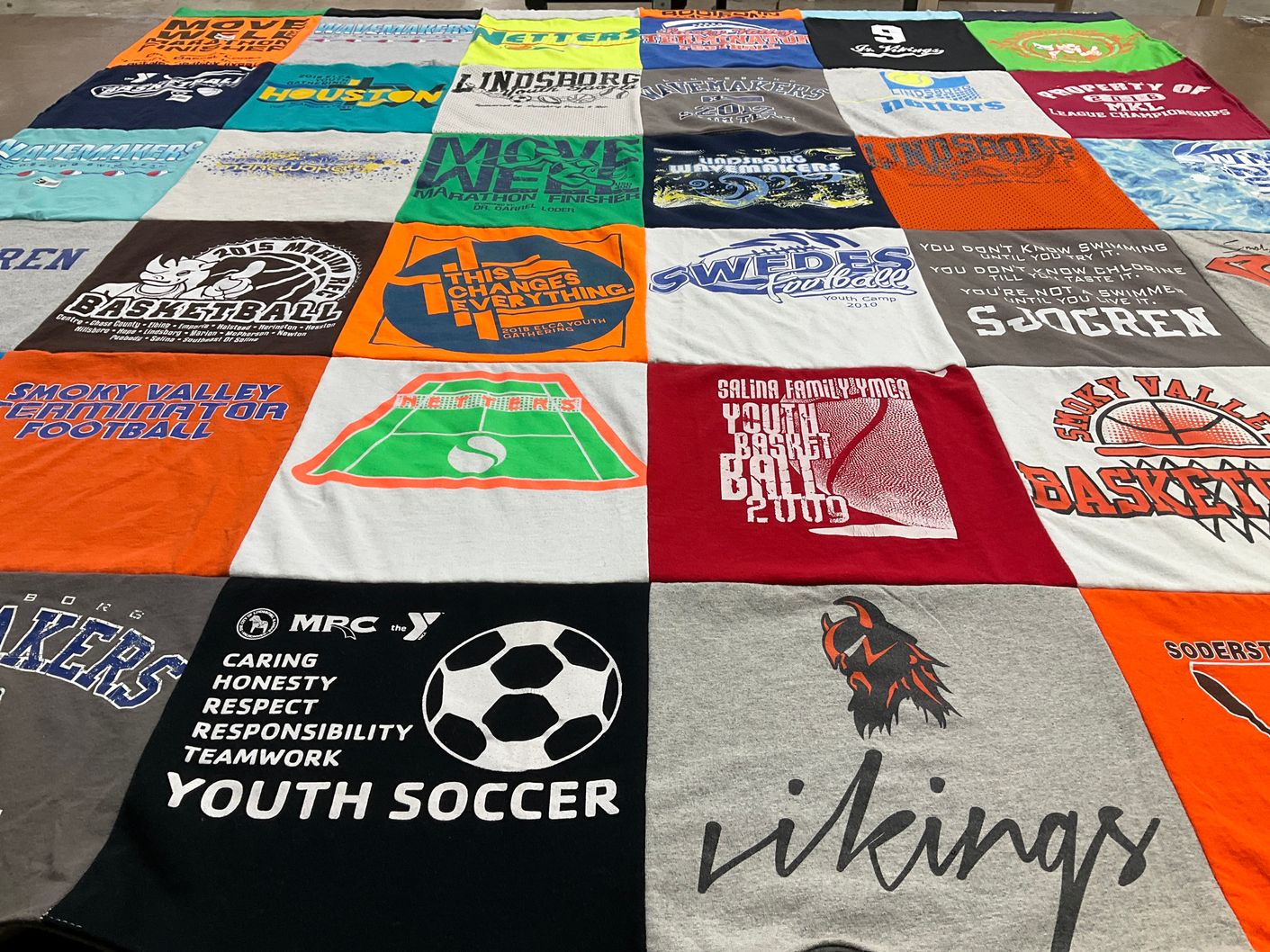 T-shirt quilt featuring smoky valley basketball, smoky valley football by Roxie from KS