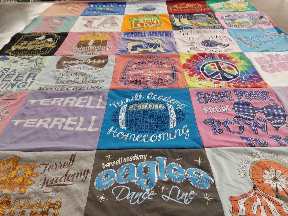 T-shirt quilt featuring terrell academy eagles by Ginger from GA