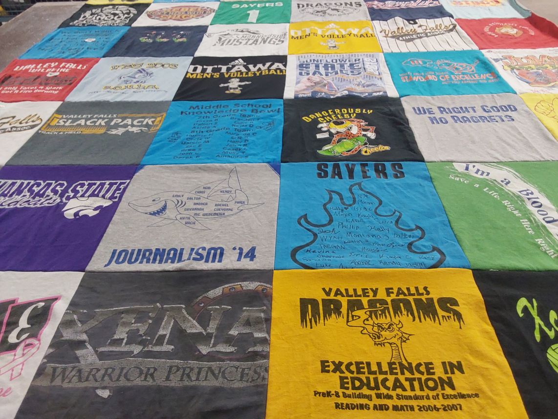 T-shirt quilt featuring valley falls dragons by Angela from KS