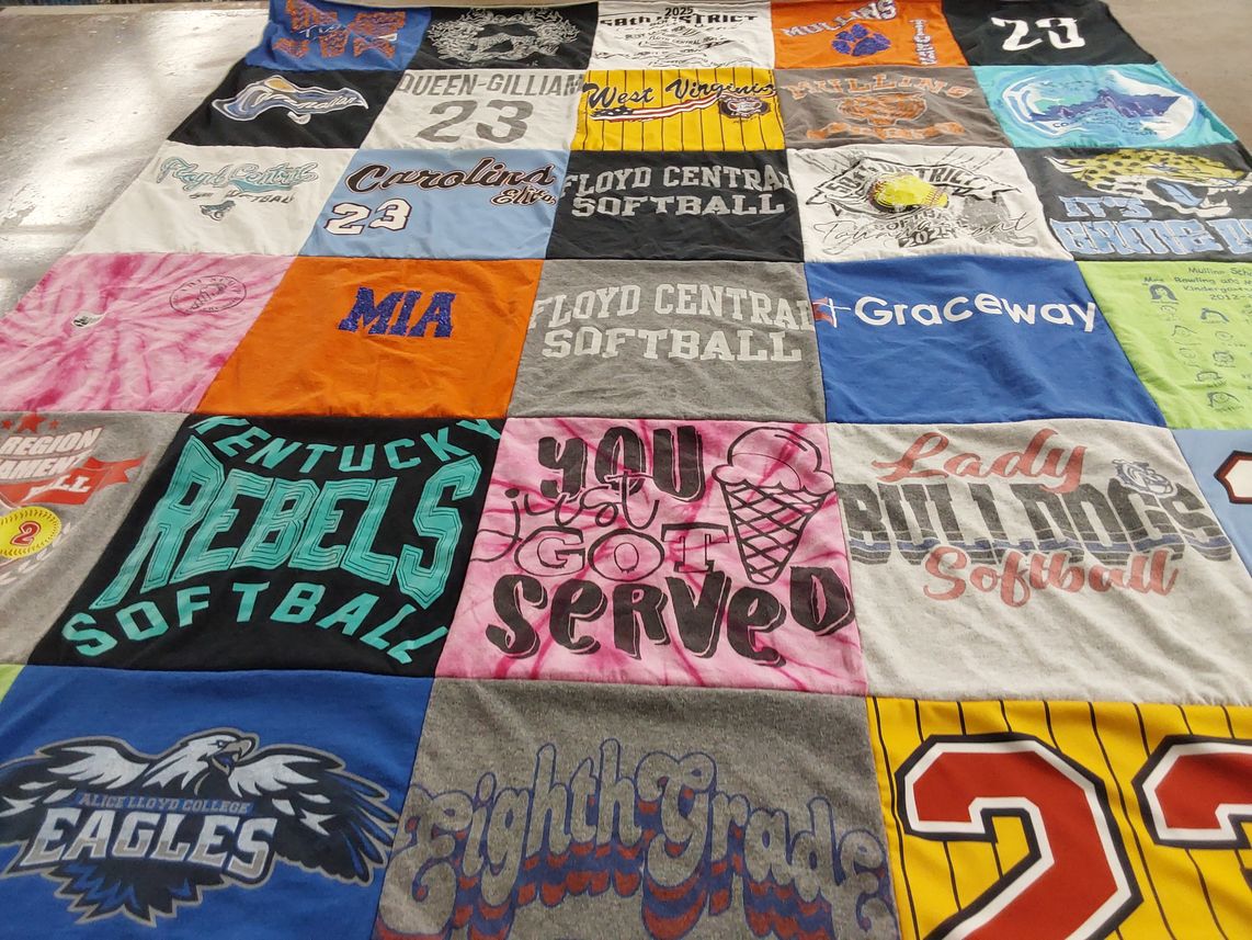 T-shirt quilt featuring kentuck rebels softball, lady bulldogs softball by Leslie from KY