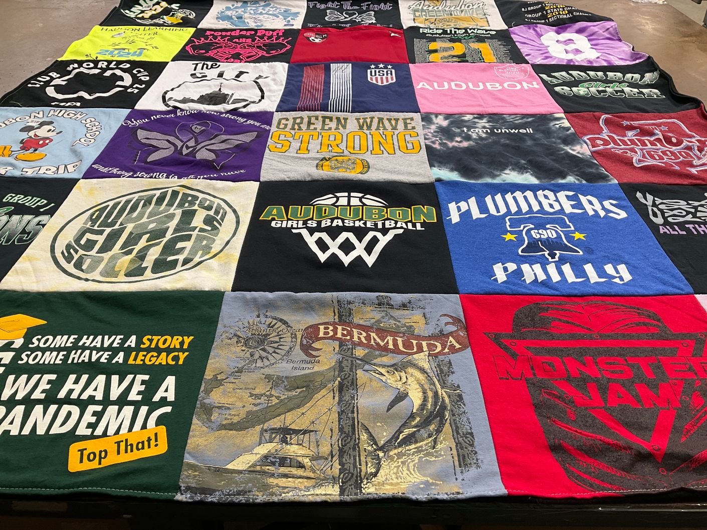 T-shirt quilt featuring audubon girls basketball, audubon girls soccer by Terri from NJ