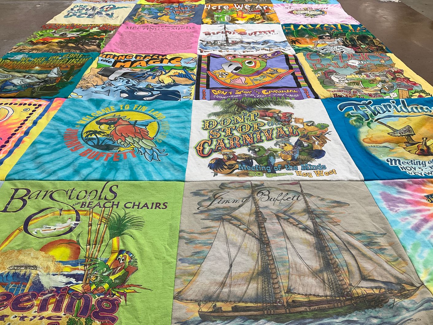 T-shirt quilt with music, beach themes by Ann from FL