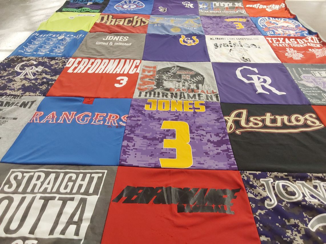 T-shirt quilt featuring colorado rockies, texas rangers by Cherry from TX
