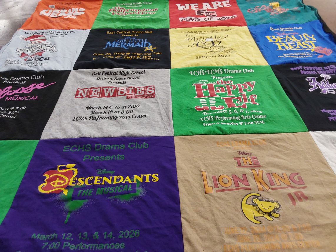 T-shirt quilt from east central high school, east central middle school by Ryan from IN