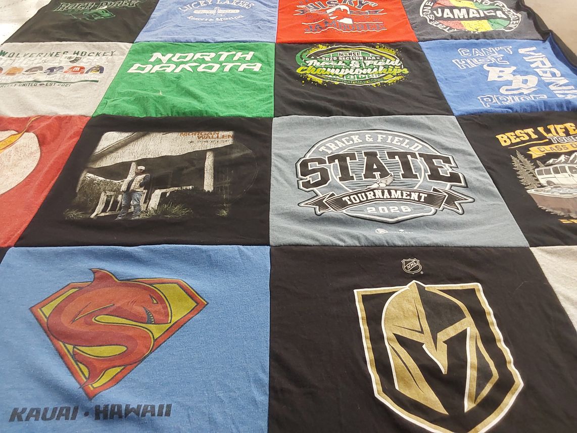 T-shirt quilt featuring north dakota wolverines hockey by Tara from MN