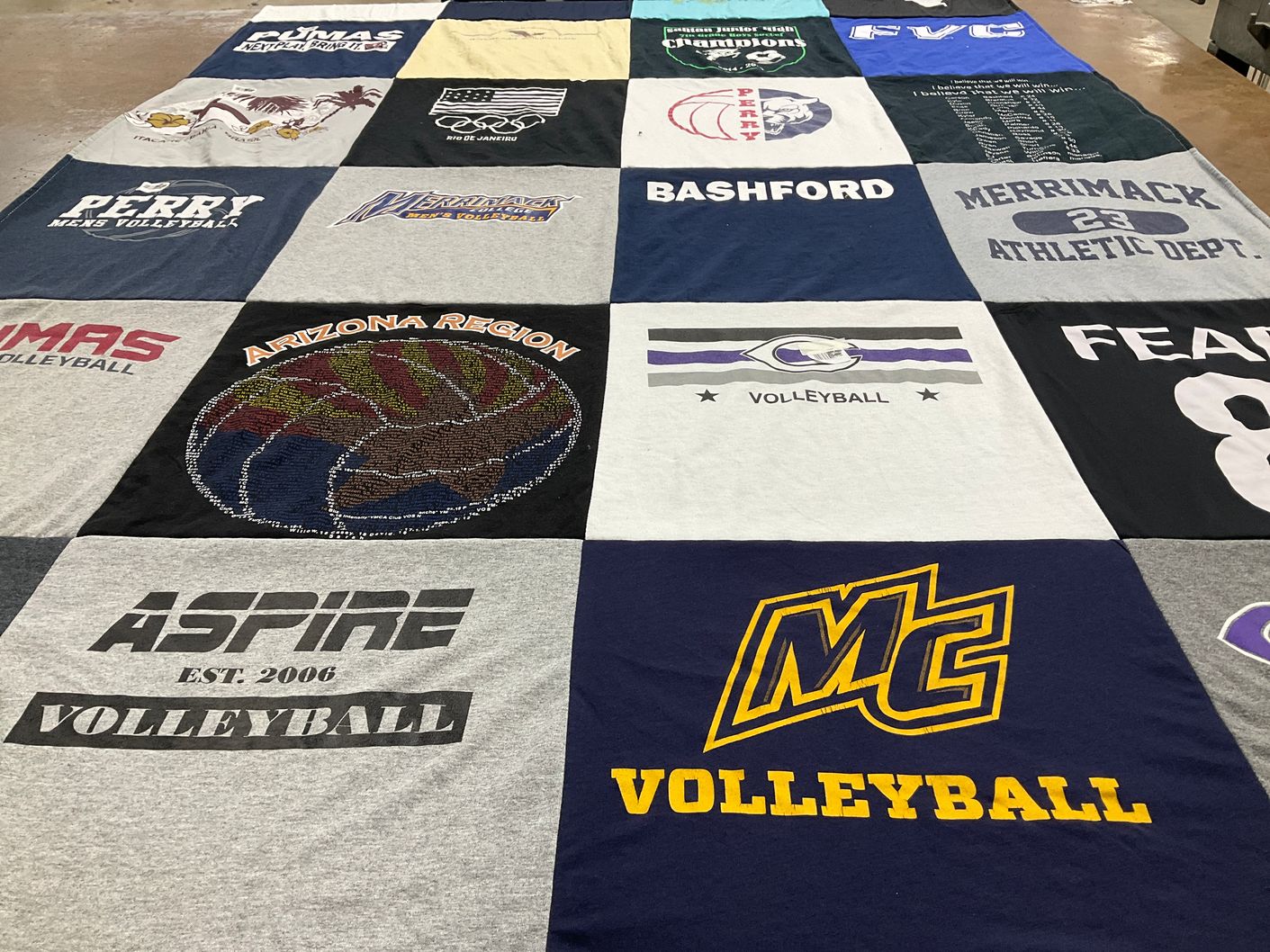 T-shirt quilt featuring merrimack volleyball, pumas volleyball by Annette from CA