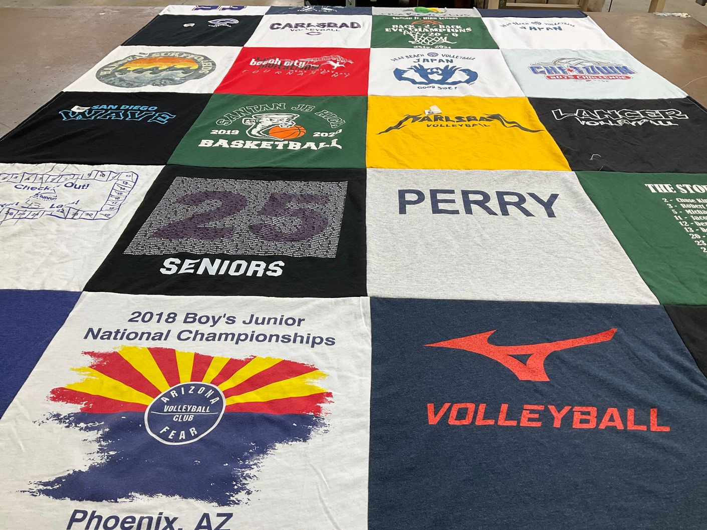 T-shirt quilt featuring san diego wave, arizona volleyball club by Annette from CA