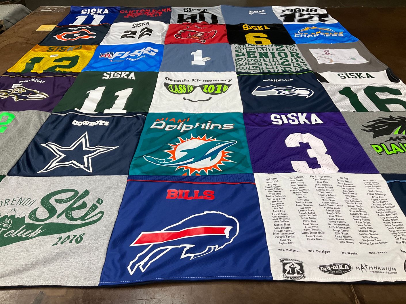 T-shirt quilt featuring miami dolphins, buffalo bills by Amanda from NY