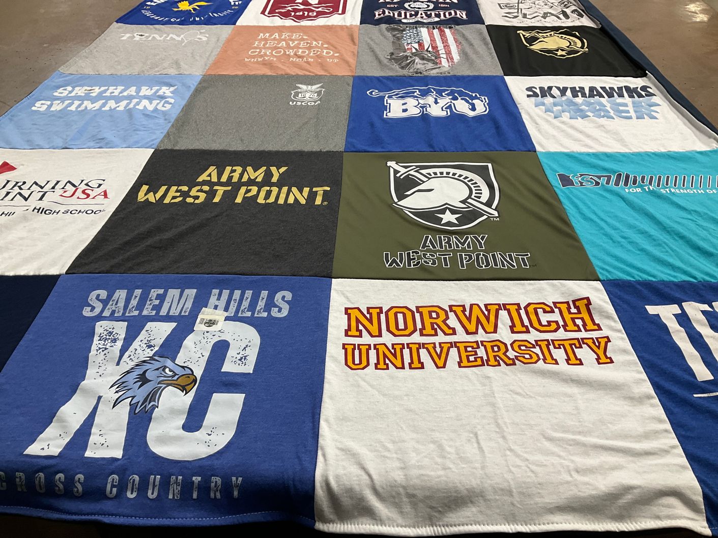 T-shirt quilt featuring skyhawks, army west point by Emily from UT
