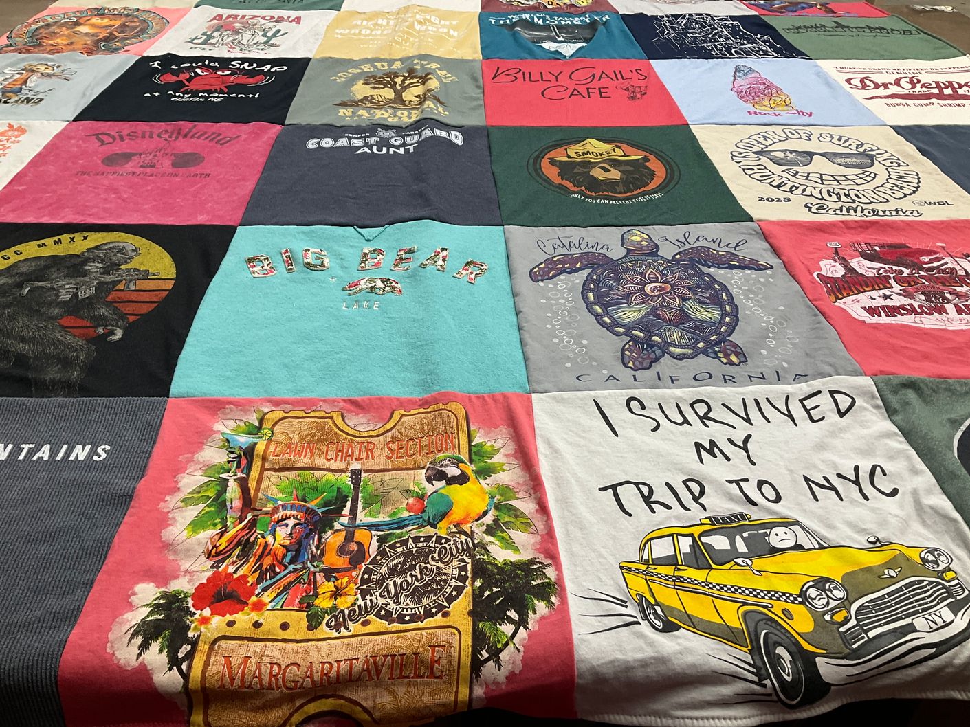T-shirt quilt with travel, theme parks themes by sandy from AR