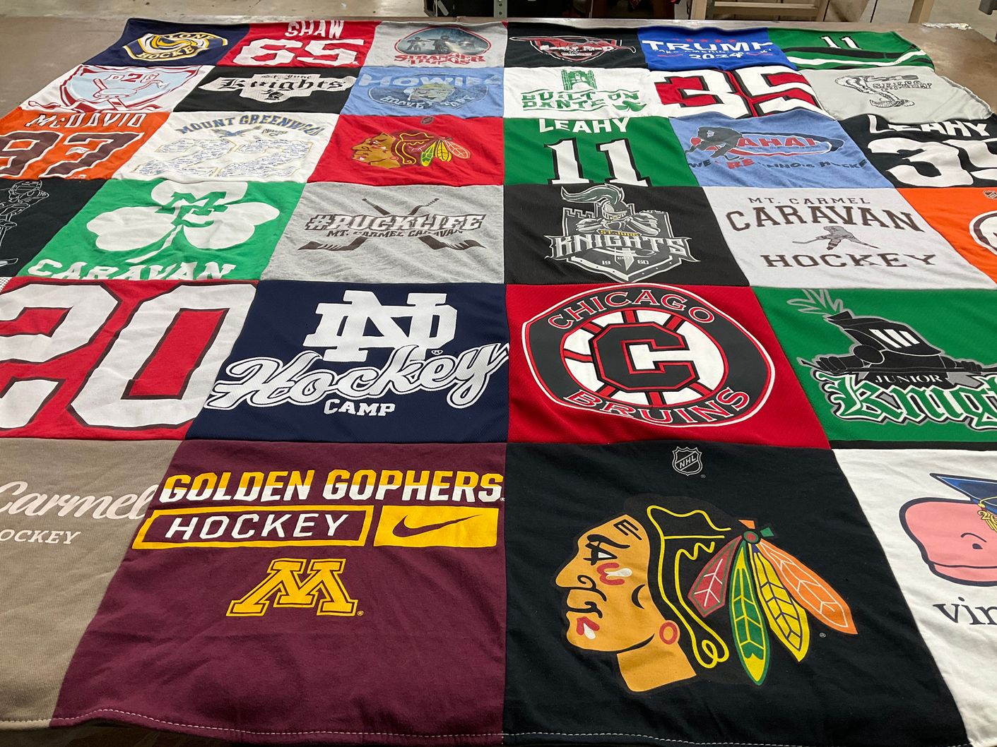 T-shirt quilt featuring chicago blackhawks, chicago bruins by Laura from IL