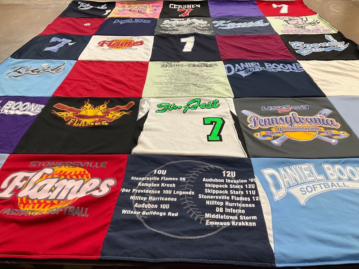 T-shirt quilt featuring stonersville flames by Christine from PA