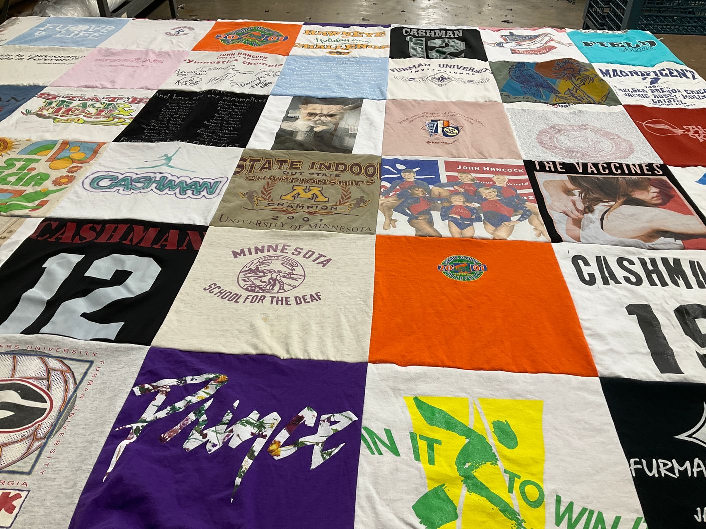 T-shirt quilt from university of minnesota, furman university by Rosey from MN