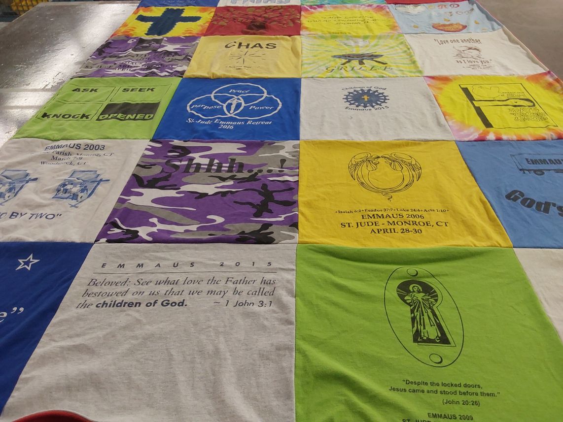 T-shirt quilt with religion, community themes by John from CT
