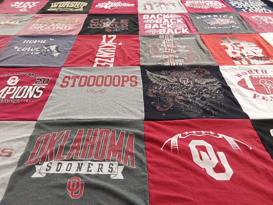 T-shirt quilt featuring oklahoma sooners by Kim from OK