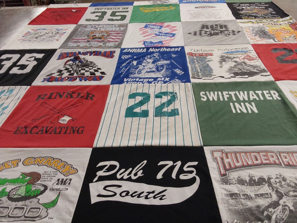 T-shirt quilt with motorsports, racing themes by Carolyn from PA