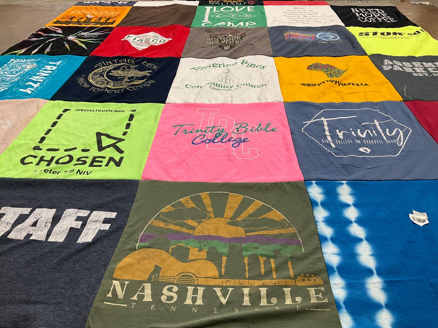T-shirt quilt from trinity bible college by Lauren from WI