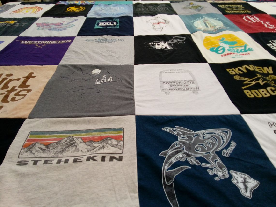 T-shirt quilt featuring skyview high school bobcats by Diana from UT