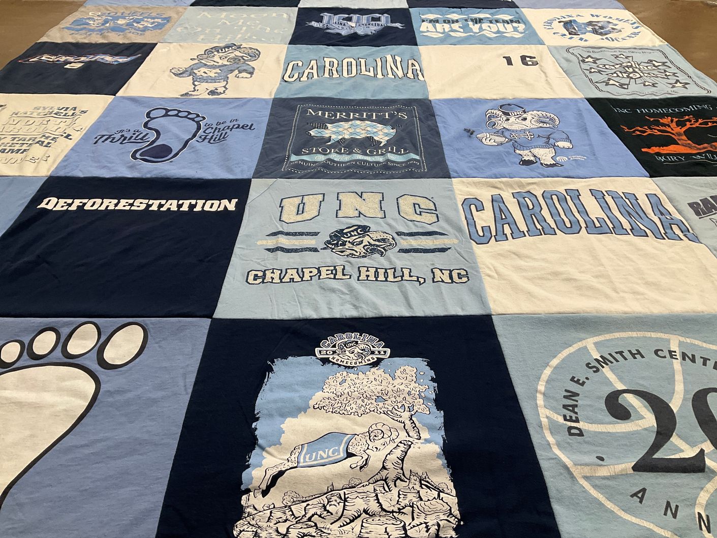 T-shirt quilt featuring university of north carolina at chapel hill tar heels by Michele from NC