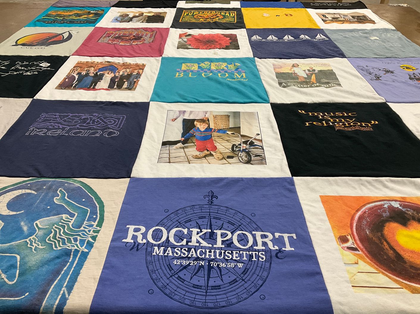T-shirt quilt with travel, culture themes by David from IN