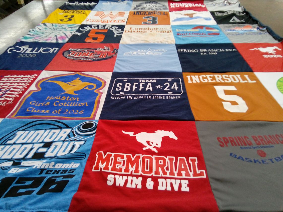 T-shirt quilt from memorial high school, spring branch high school by Jan from TX