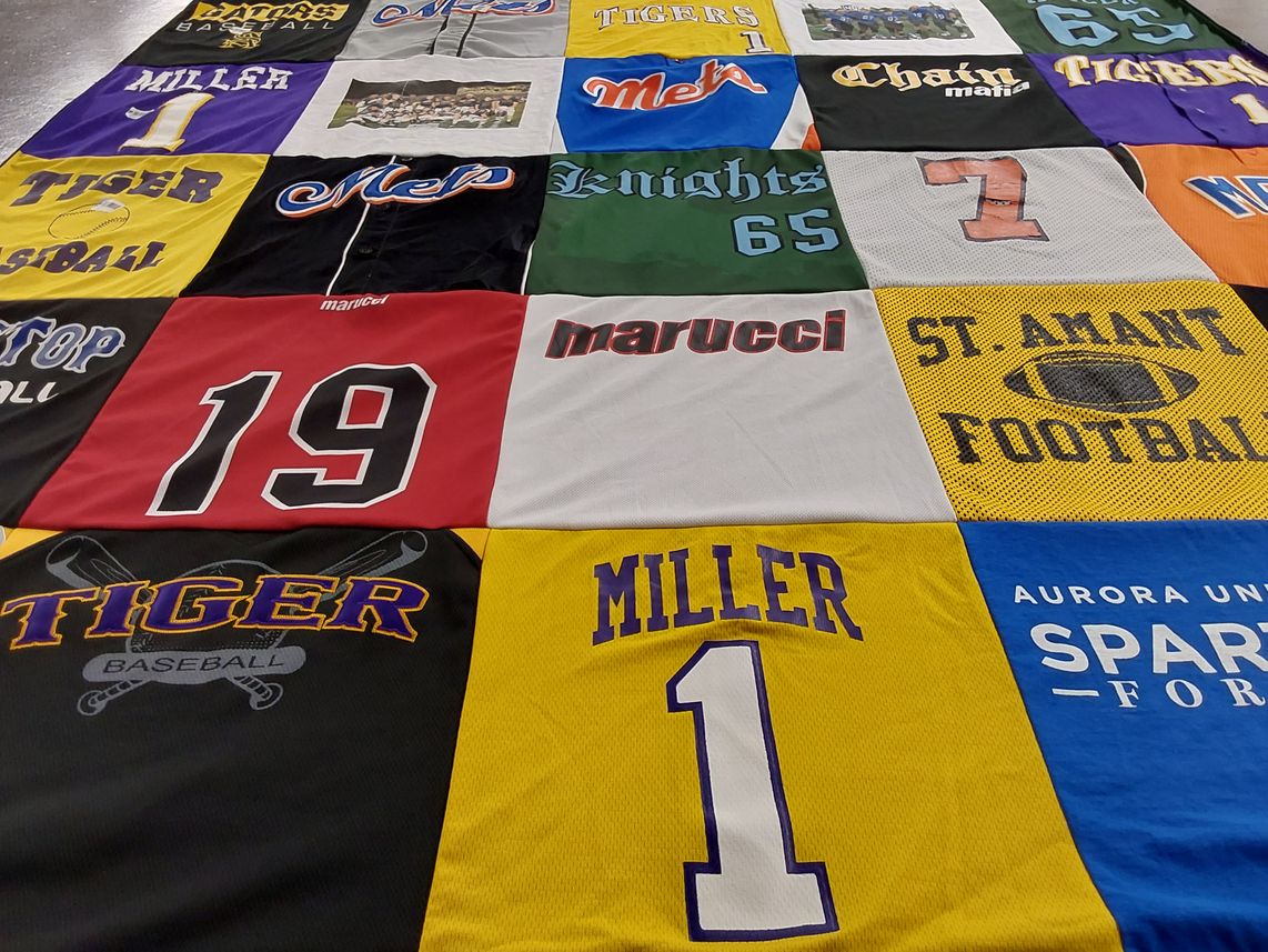 T-shirt quilt featuring miller baseball, tiger baseball by tambra from LA