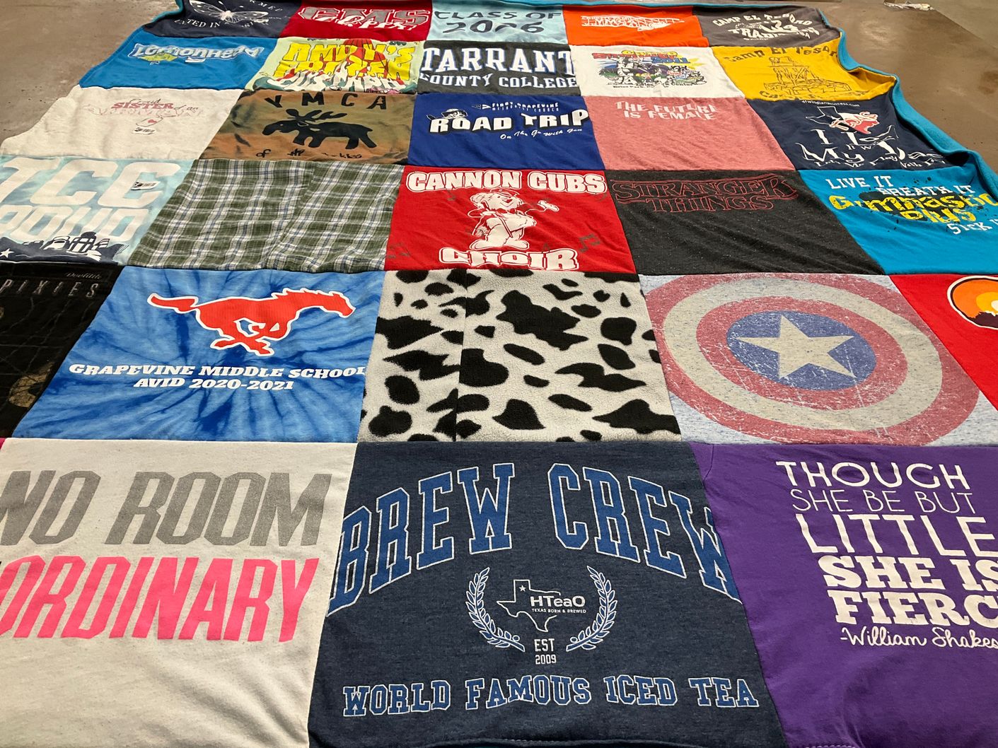 T-shirt quilt from grapevine middle school by Donna from TX