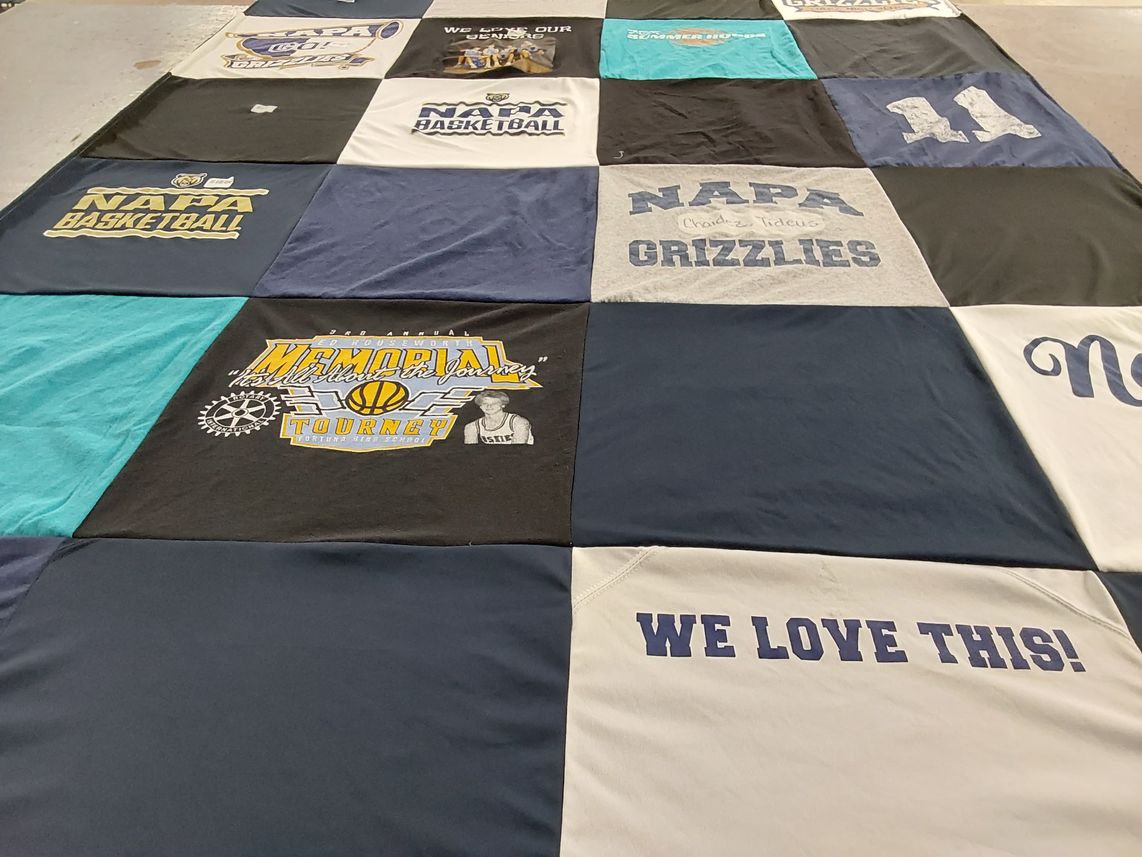 T-shirt quilt featuring napa grizzlies by Jyl from CA