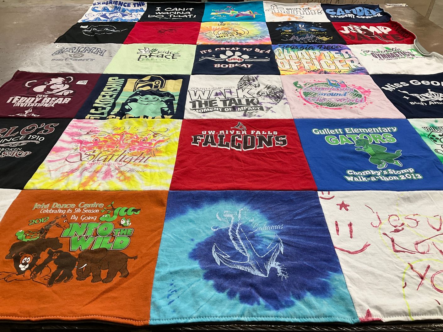 T-shirt quilt featuring uw river falls falcons by Amy from GA