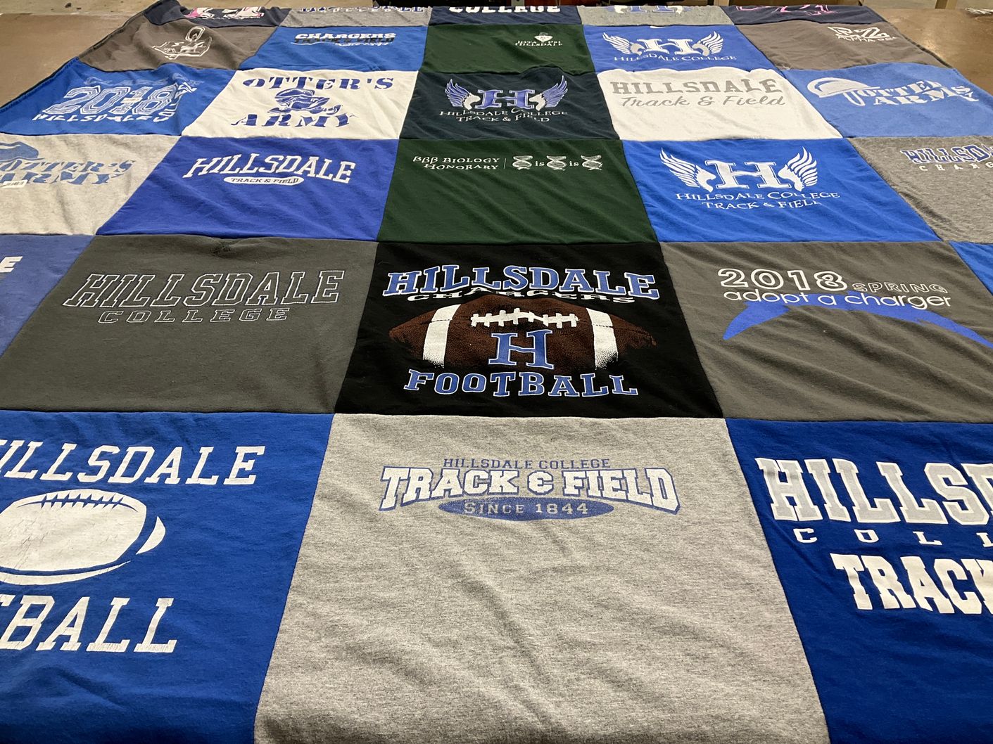 T-shirt quilt featuring hillsdale college football, hillsdale college track and field by Taylor from MI