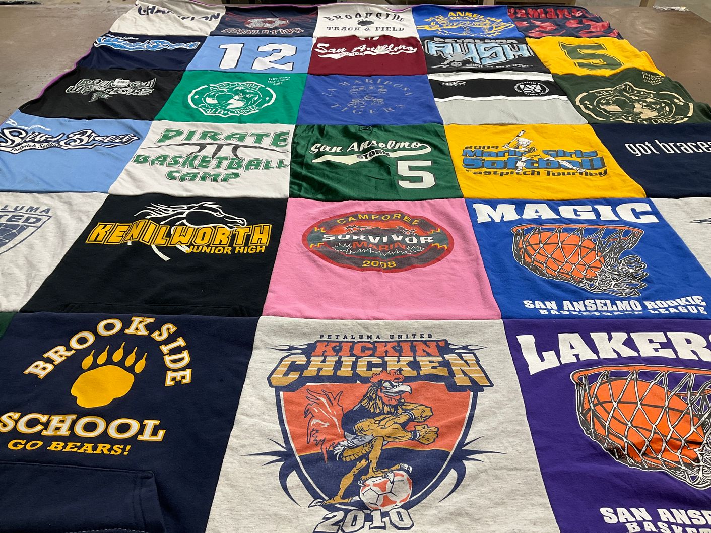 T-shirt quilt featuring san anselmo rookie basketball league by Linda from CA