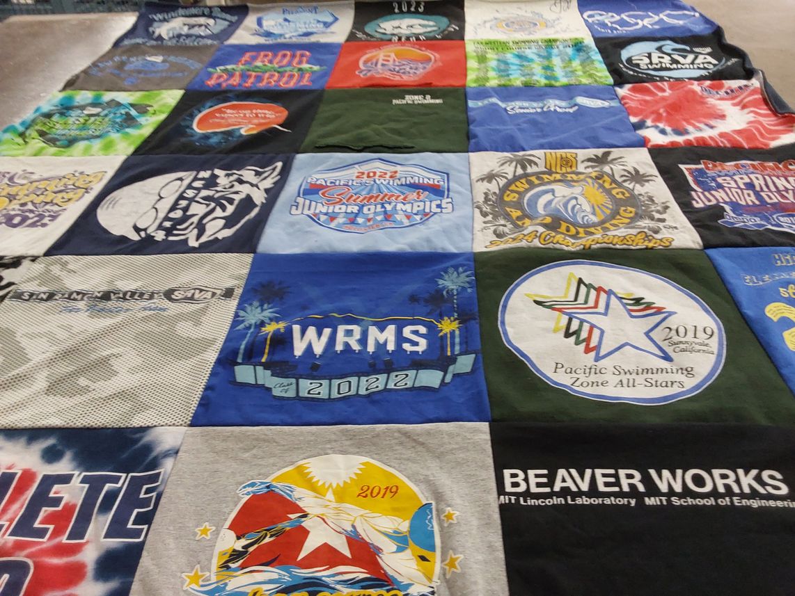 T-shirt quilt featuring santa margarita high school swim team by Supriya from CA