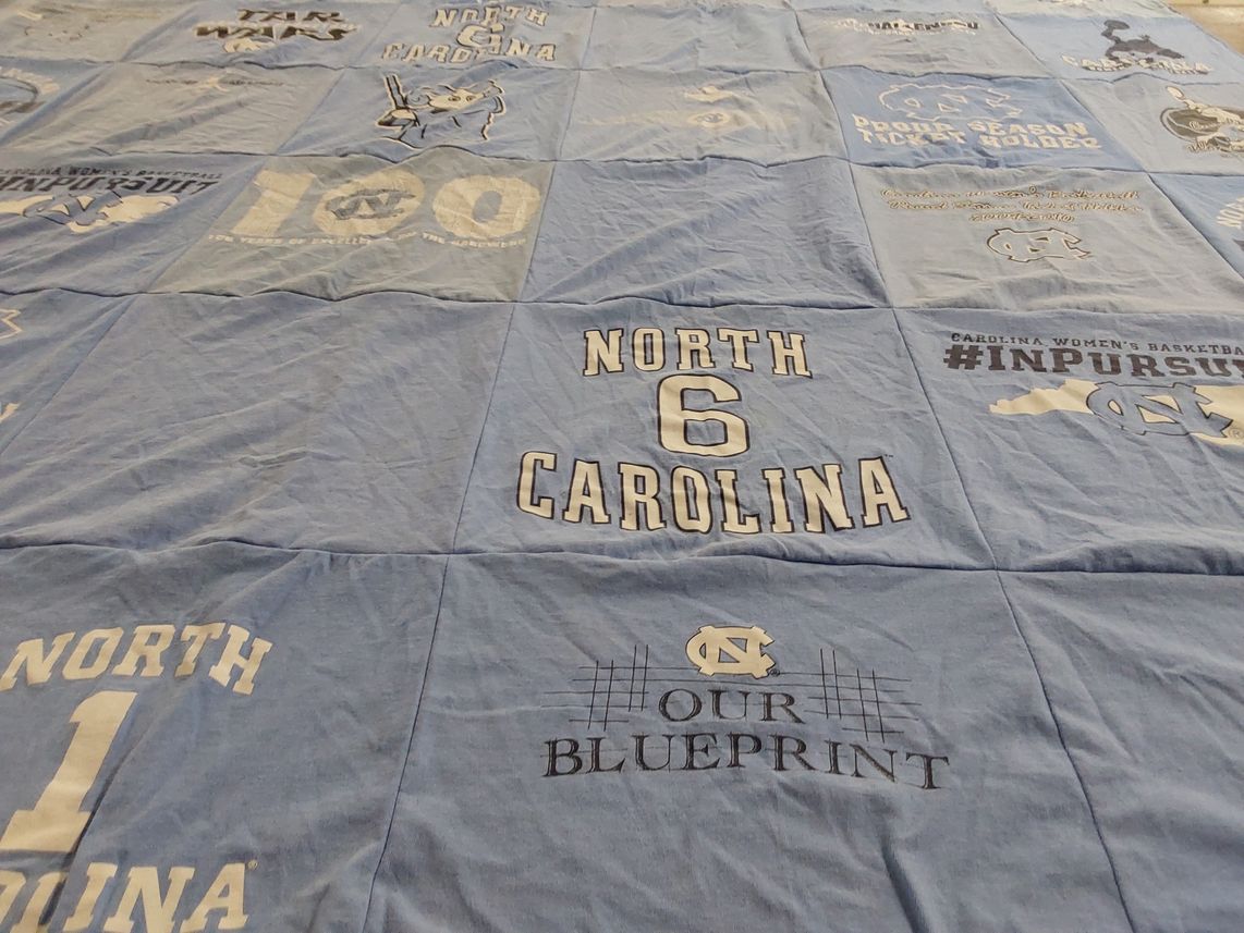 T-shirt quilt featuring university of north carolina tar heels by Patricia from NC