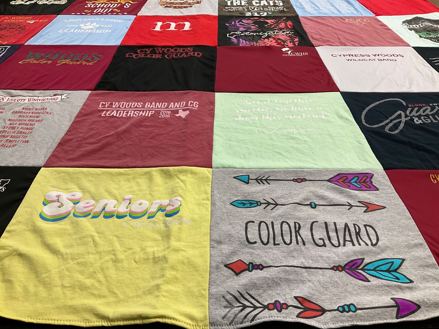 T-shirt quilt from cypress woods high school by Cara from TX